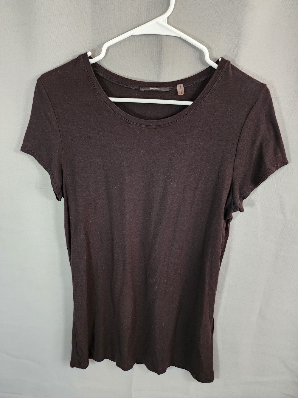 Tahari Short Sleeve Crew Neck Top Black